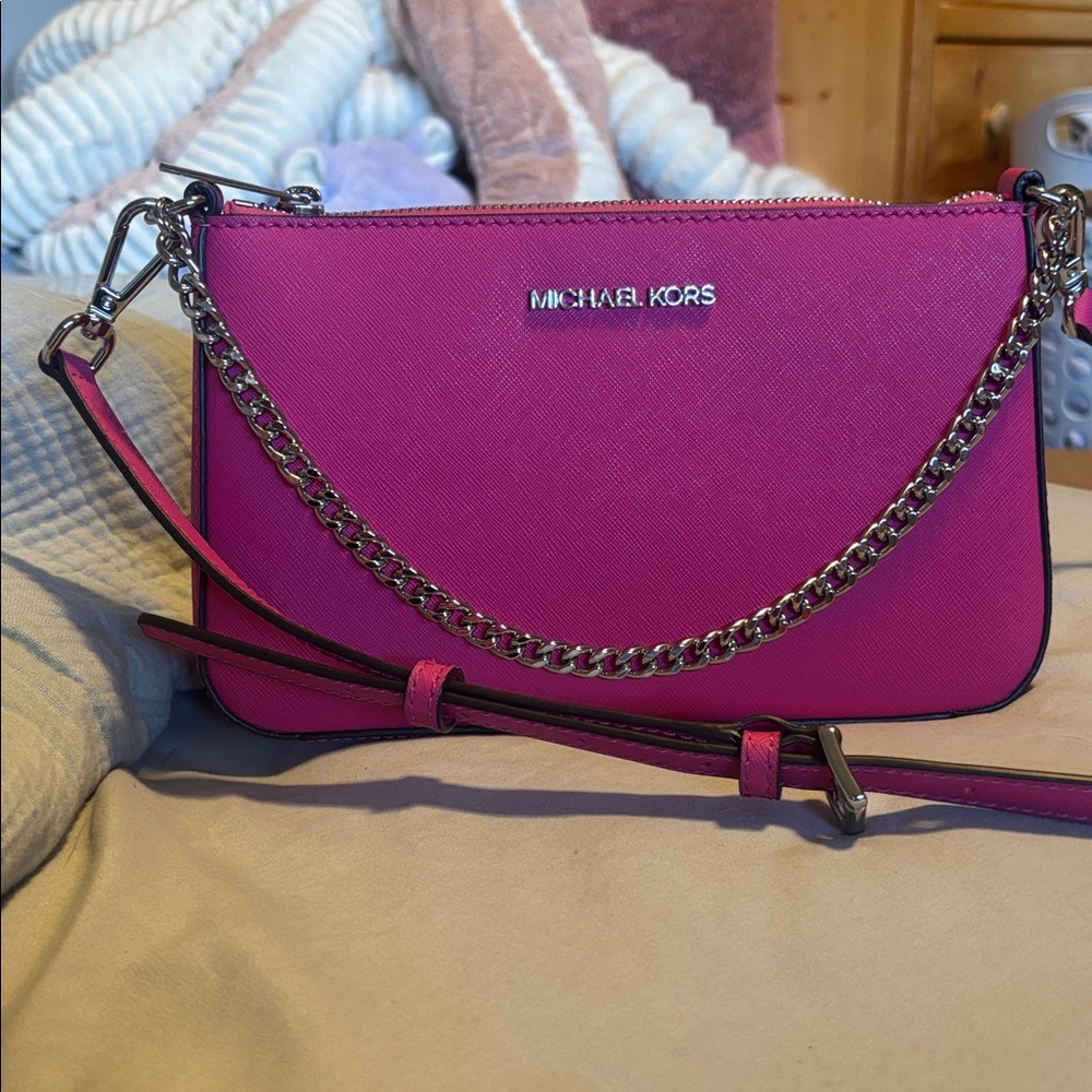 Michael Kors Fuchsia Crossbody with Chain